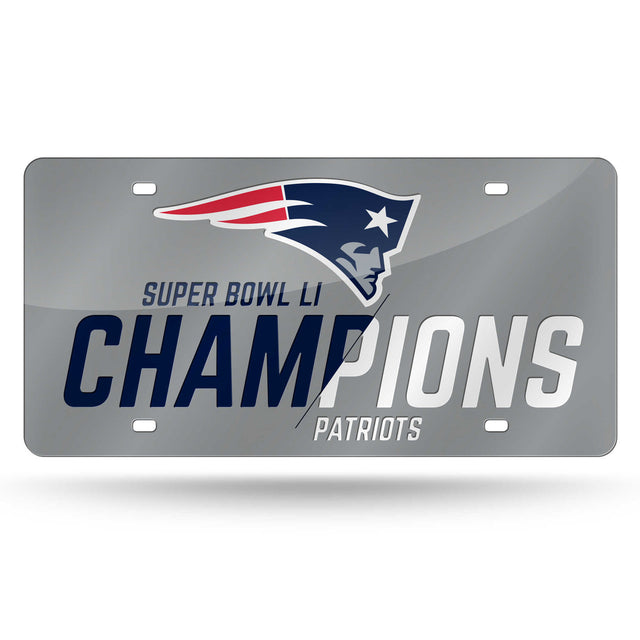 New England Patriots License Plate Laser Cut Silver Super Bowl 51 Champ