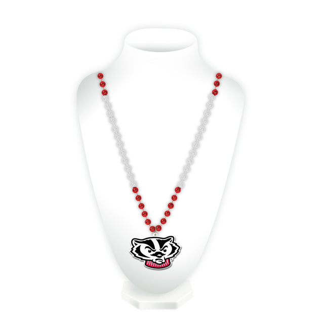 Cuentas de Wisconsin Badgers con medallón estilo Mardi Gras alternativo