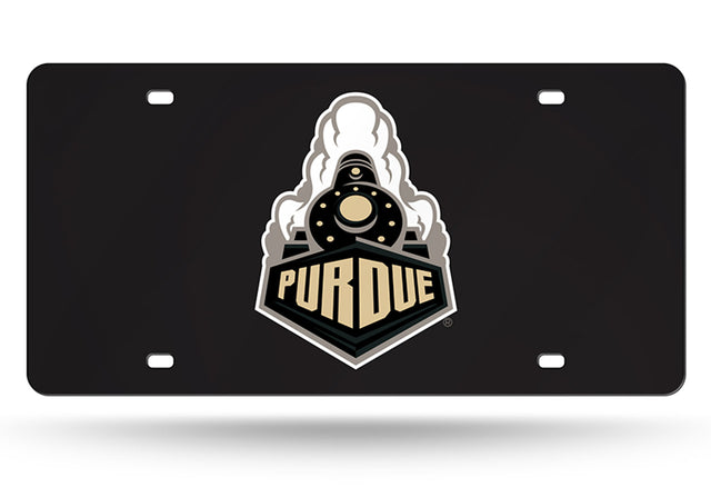 Placa de matrícula de Purdue Boilermakers cortada con láser, vista frontal del tren negro