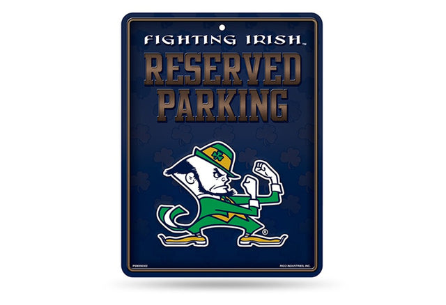 Letrero de metal para estacionamiento de Notre Dame Fighting Irish