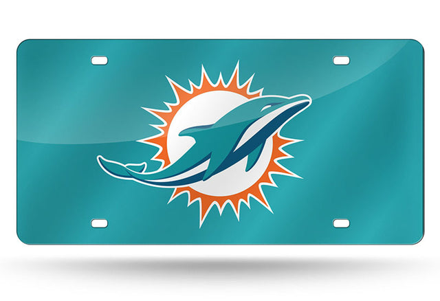 Placa de matrícula de los Miami Dolphins cortada con láser en color verde azulado claro