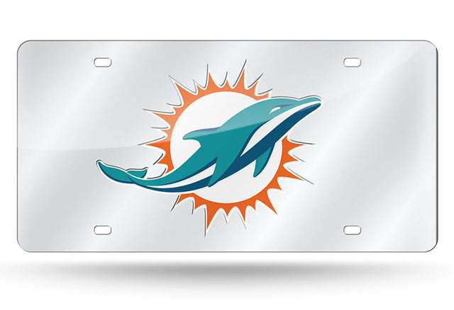 Matrícula de los Miami Dolphins cortada con láser en color plata