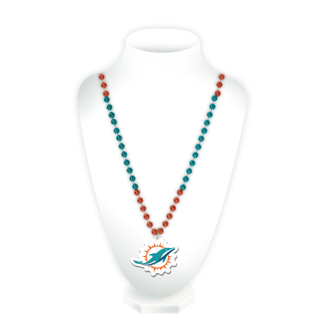 Cuentas de los Miami Dolphins con medallón estilo Mardi Gras