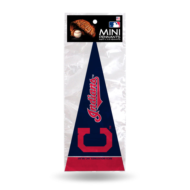 Juego de banderines de los Cleveland Indians en miniatura de 8 piezas con logotipo C