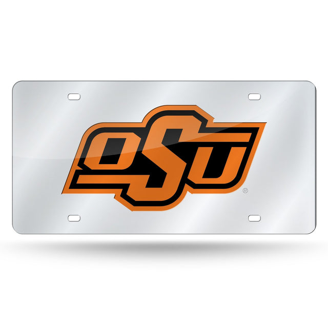 Matrícula de los Oklahoma State Cowboys cortada con láser en color plata