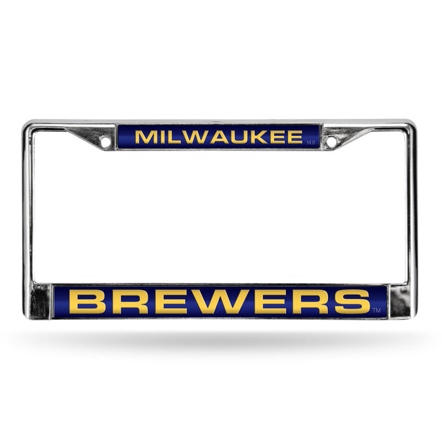 Marco para matrícula de los Milwaukee Brewers cortado con láser, diseño alternativo en cromo