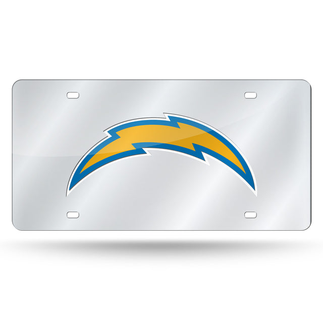 Matrícula de Los Angeles Chargers cortada con láser en plata con diseño alternativo