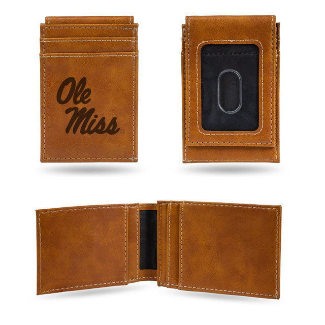 Billetera Mississippi Rebels con bolsillo frontal grabado con láser