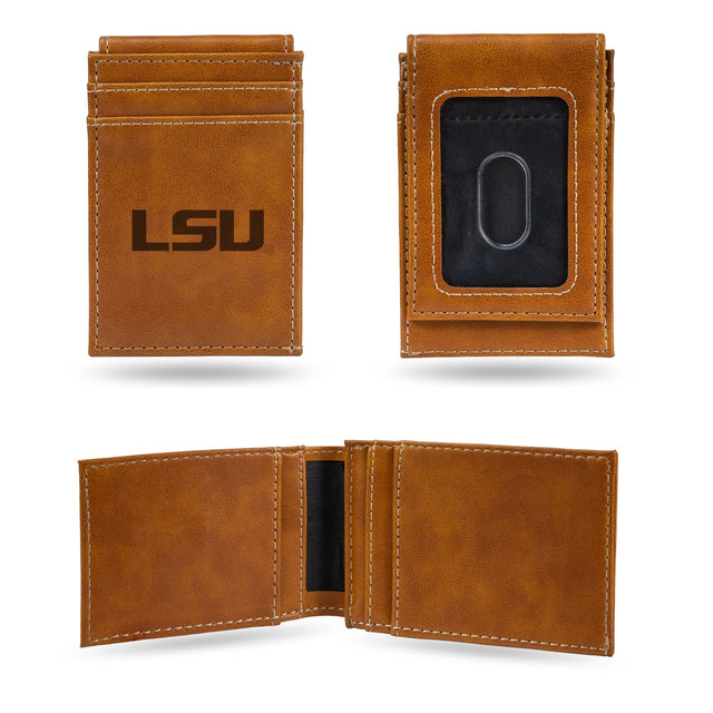 Billetera de los LSU Tigers con bolsillo frontal grabado con láser