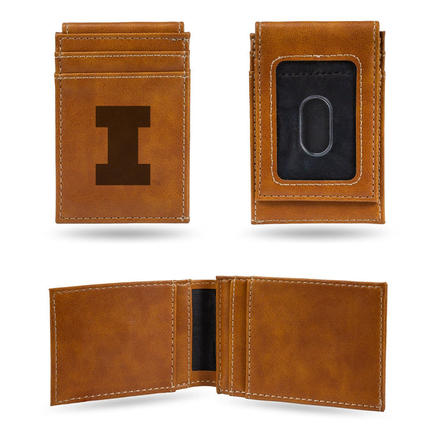 Illinois Fighting Illini Wallet Front Pocket Laser Engraved