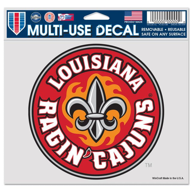 Louisiana - Lafayette Ragin Cajuns Multi-Use Decal -Clear Bckrgd 5" x 6"