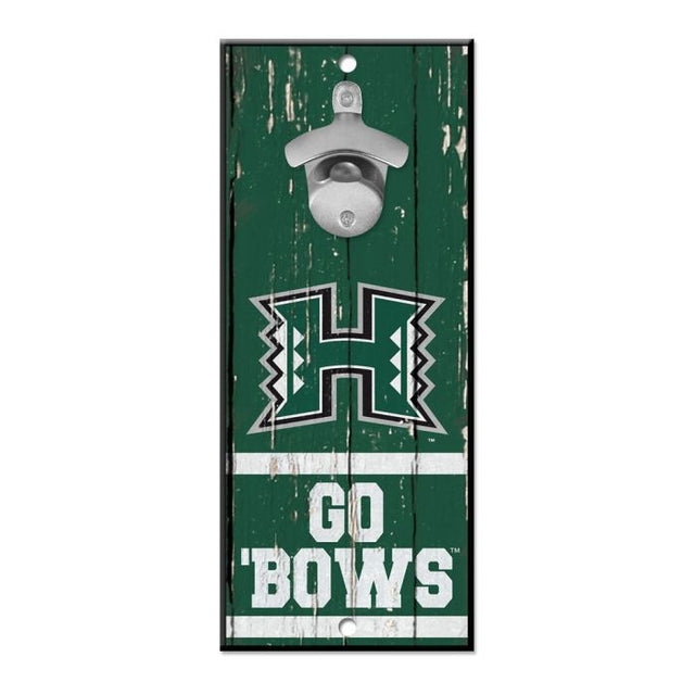 Hawaii Warriors Bottle Opener Sign 5x11