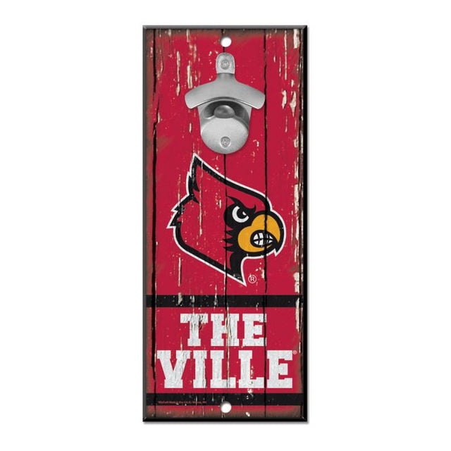 Louisville Cardinals Bottle Opener Sign 5x11