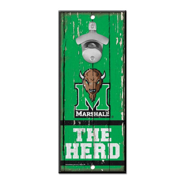 Marshall Thundering Herd Bottle Opener Sign 5x11