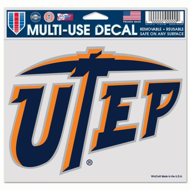 UTEP Miners Multi-Use Decal -Clear Bckrgd 5" x 6"