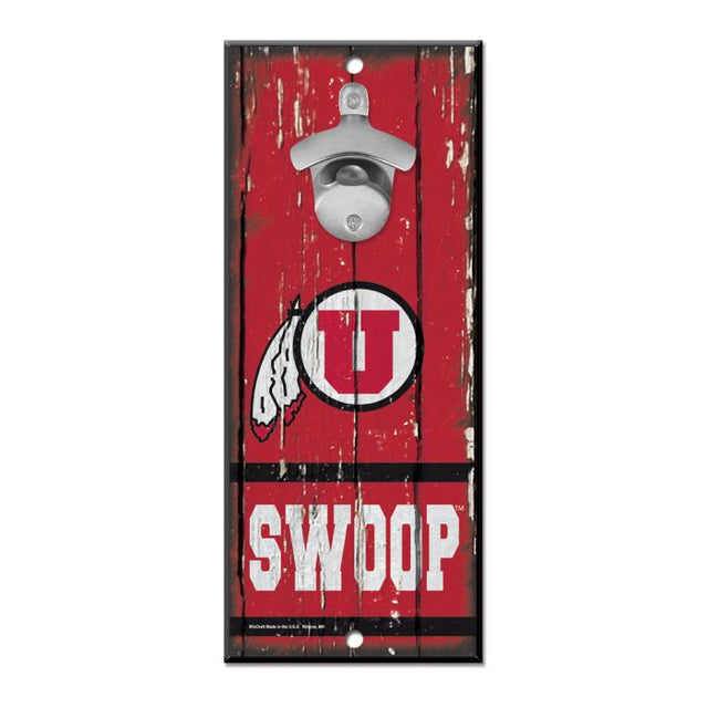 Utah Utes Bottle Opener Sign 5x11