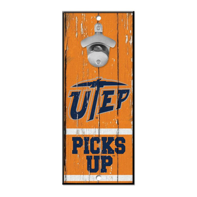 UTEP Miners Bottle Opener Sign 5x11