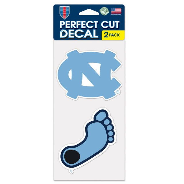 Juego de dos calcomanías de corte perfecto de North Carolina Tar Heels de 4" x 4"