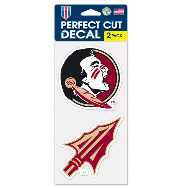 Juego de dos calcomanías de corte perfecto de los Florida State Seminoles de 4" x 4"