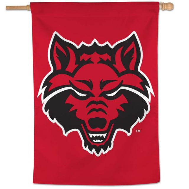 Bandera vertical de los Red Wolves del estado de Arkansas, 28" x 40"