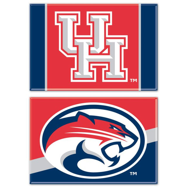 Imán rectangular de los Houston Cougars, paquete de 2, 2 x 3 pulgadas