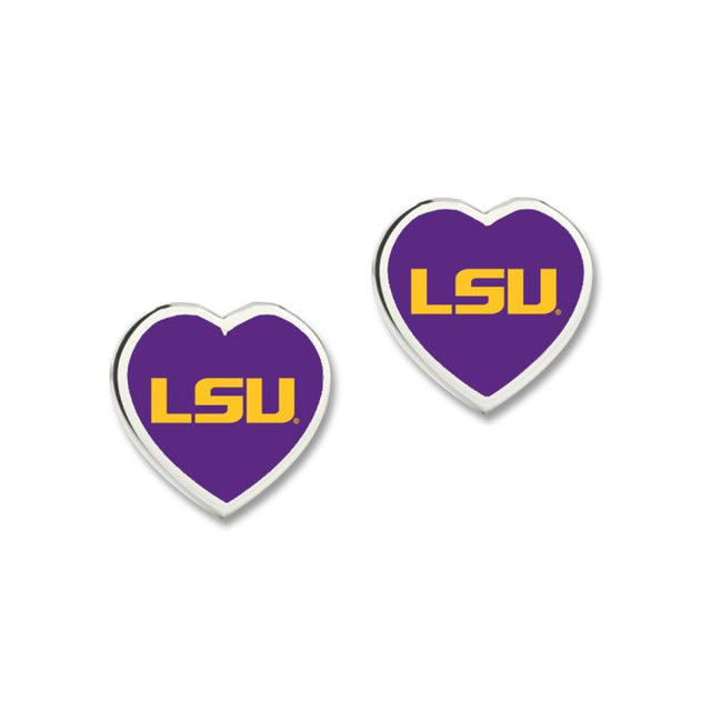 LSU Tigers Earrings w/3D Heart