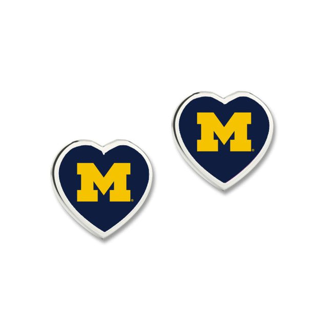 Pendientes de los Wolverines de Michigan con corazón en 3D