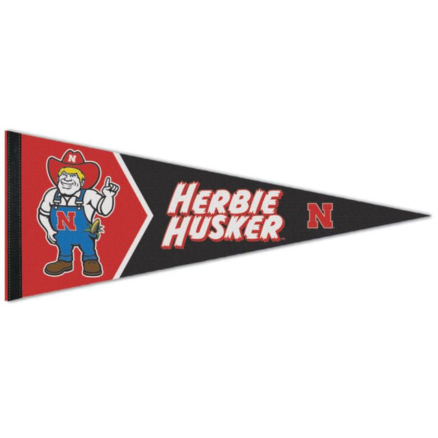 Banderín de primera calidad de la mascota de Nebraska de los Nebraska Cornhuskers, 12" x 30"