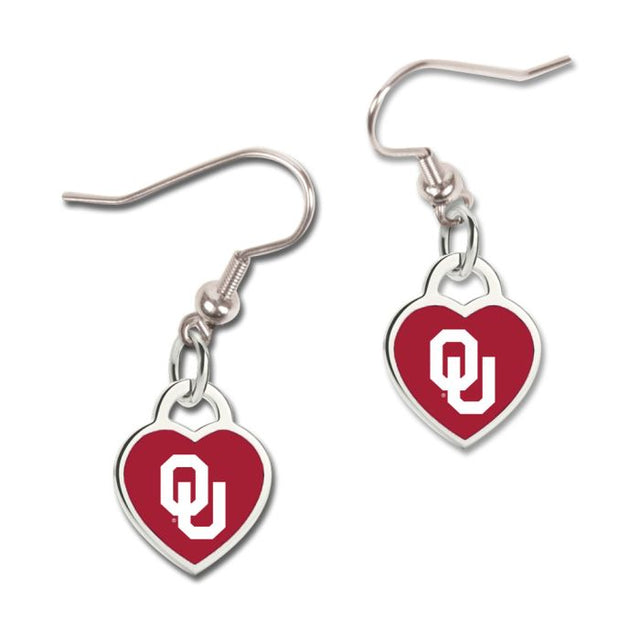 Pendientes de los Oklahoma Sooners con corazón en 3D