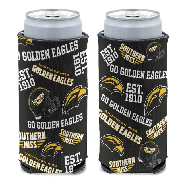 Enfriador de latas delgado de 12 oz SCATTERPRINT de Southern Miss Golden Eagles