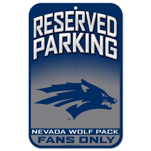 Letrero de plástico de estacionamiento reservado de Nevada Wolf Pack de 11" x 17"