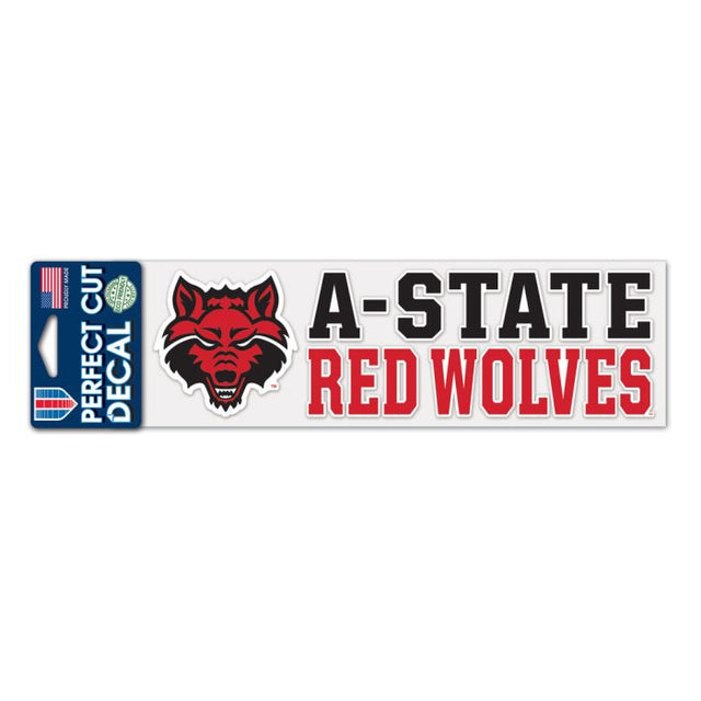 Calcomanías de corte perfecto apiladas de Arkansas State Red Wolves de 3" x 10"