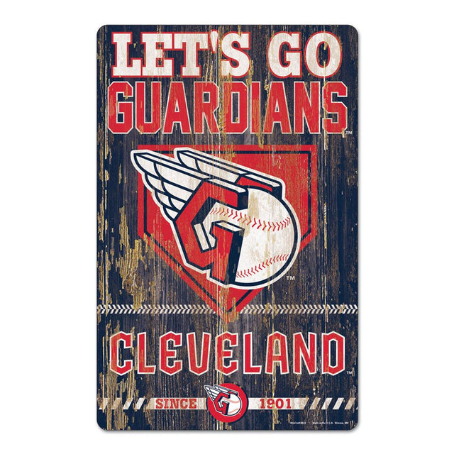 Letrero de madera de 11 x 17 de los Cleveland Guardians con diseño de eslogan