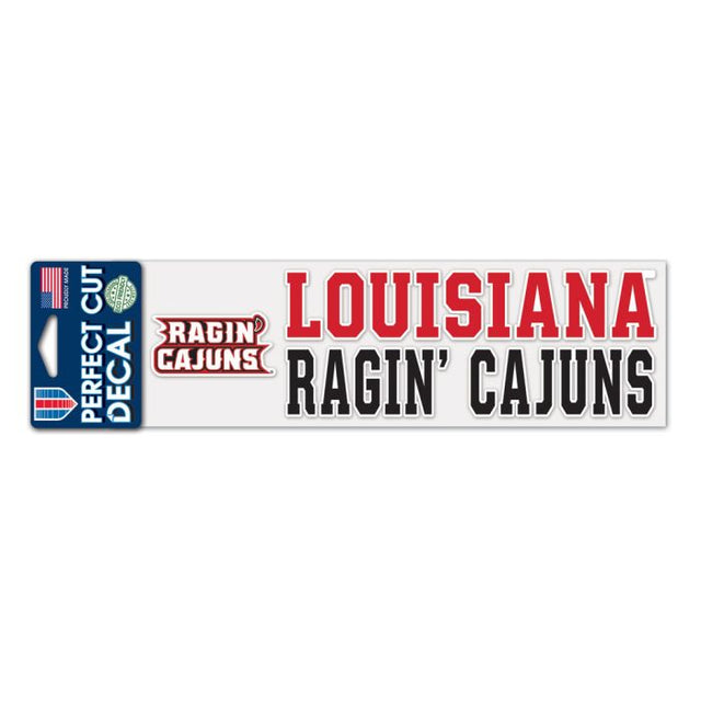 Luisiana - Calcomanías de corte perfecto apiladas de Lafayette Ragin Cajuns de 3" x 10"