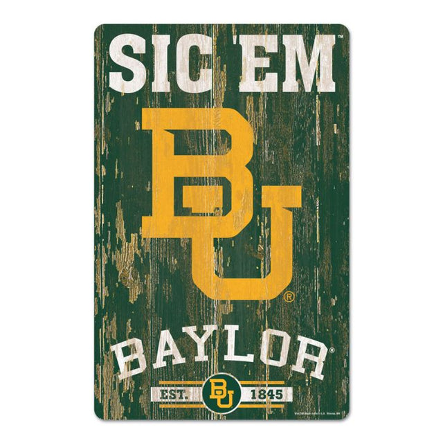 Letrero de madera con el lema de los Baylor Bears, 11" x 17", 1/4" de grosor