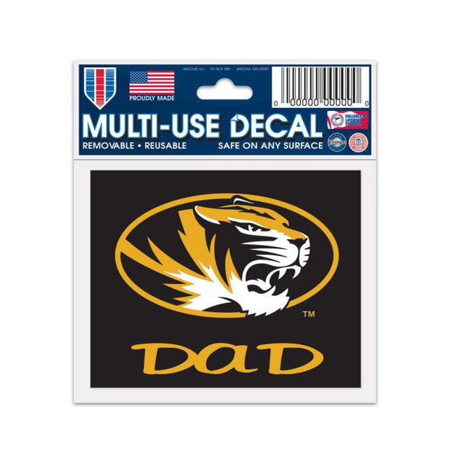 Calcomanía multiusos DAD de Missouri Tigers de 3" x 4"