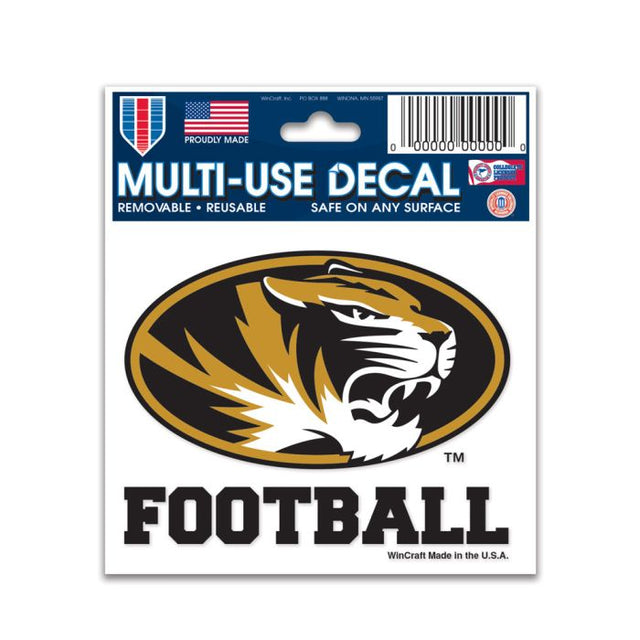 Calcomanía multiusos de fútbol de los Missouri Tigers, 3" x 4"