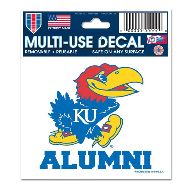 Calcomanía multiusos de exalumnos de Kansas Jayhawks, 3" x 4"