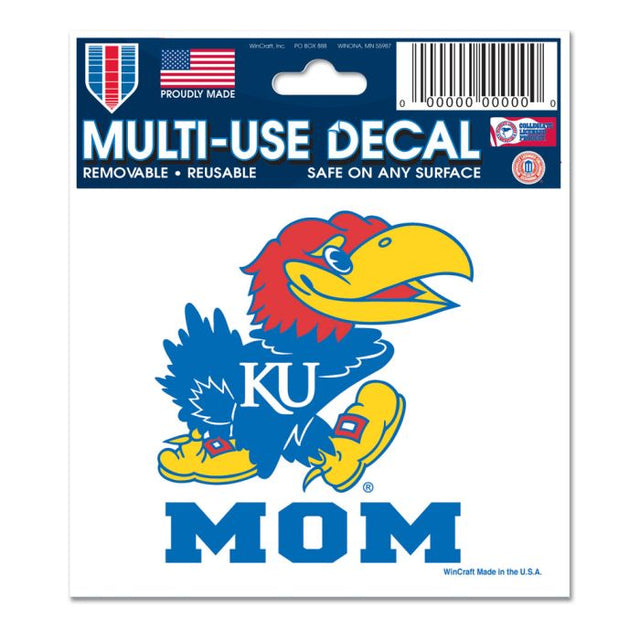 Calcomanía multiusos de mamá de Kansas Jayhawks de 3" x 4"