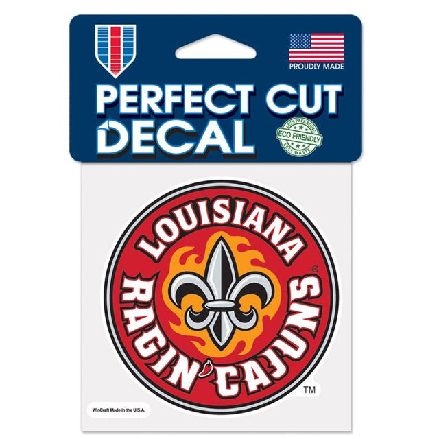 Luisiana - Calcomanía de color de corte perfecto de los Lafayette Ragin Cajuns de 4" x 4"