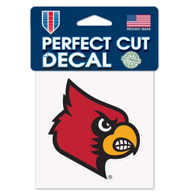 Calcomanía de color de corte perfecto de los Louisville Cardinals de 4" x 4"