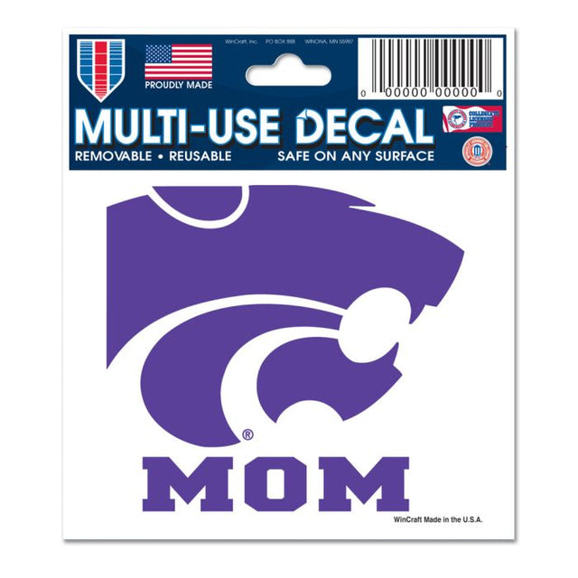 Calcomanía multiusos de Kansas State Wildcats Mom de 3" x 4"