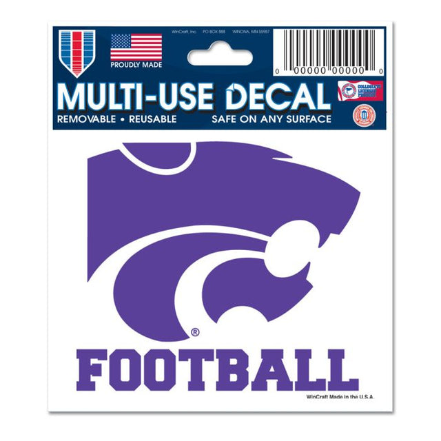 Calcomanía multiusos de fútbol de Kansas State Wildcats de 3" x 4"