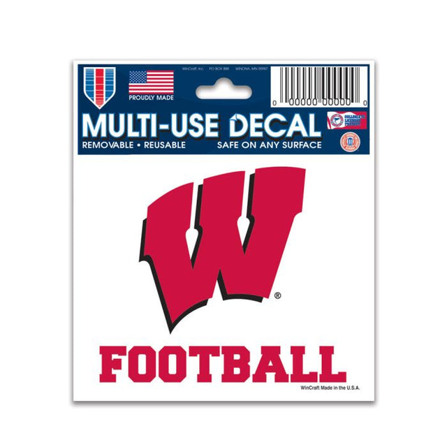 Calcomanía multiusos de fútbol de Wisconsin Badgers de 3" x 4"