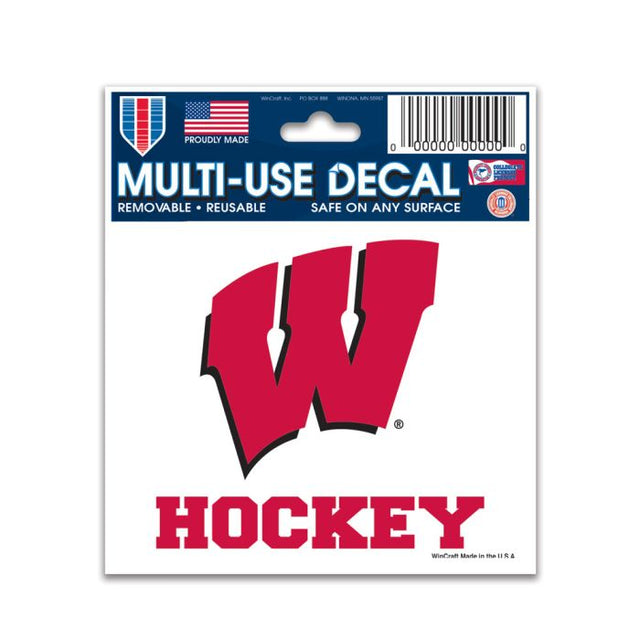 Wisconsin Badgers - Calcomanía multiusos para hockey, 3" x 4"