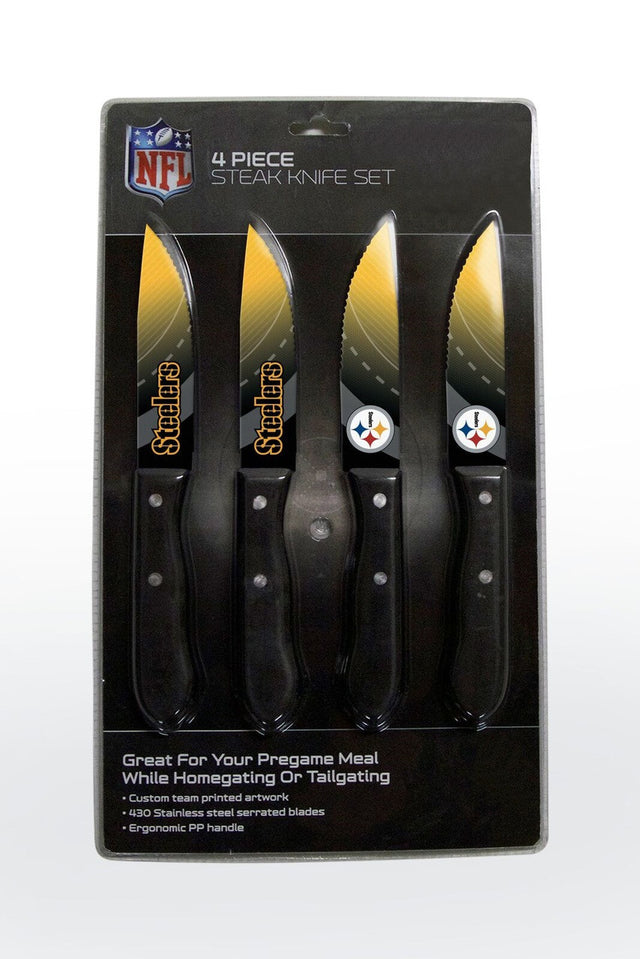 Juego de cuchillos para carne de los Pittsburgh Steelers, paquete de 4