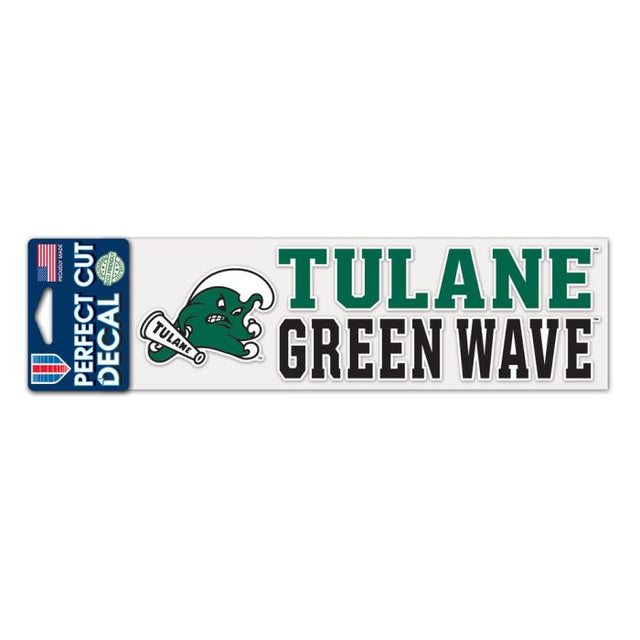 Calcomanías de corte perfecto APILADAS Tulane Green Wave de 3" x 10"