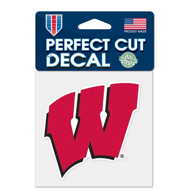 Calcomanía de color de corte perfecto de Wisconsin Badgers de 4" x 4"