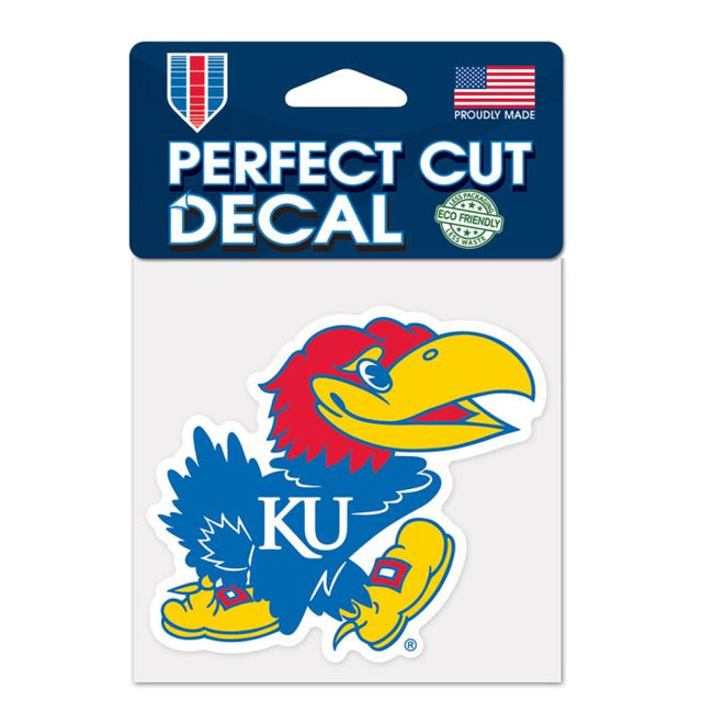 Calcomanía de color de corte perfecto de los Kansas Jayhawks de 4" x 4"