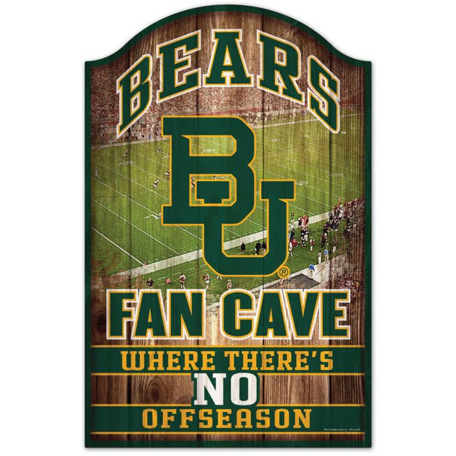 Letrero de madera Baylor Bears FAN CAVE de 11" x 17" y 1/4" de grosor